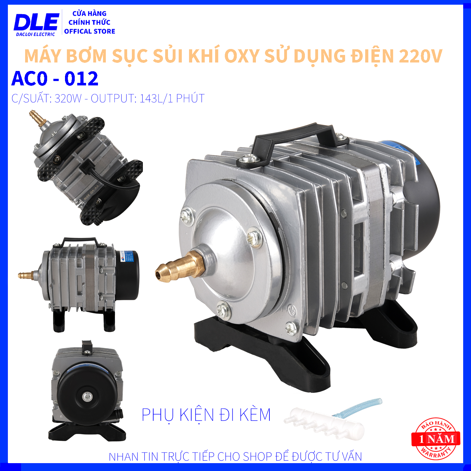 MÁY SỤC SỦI THỔI KHÍ OXY RESUN ACO-012 CHO HỒ BỂ CẢ CẢNH - TÔM - CÁ