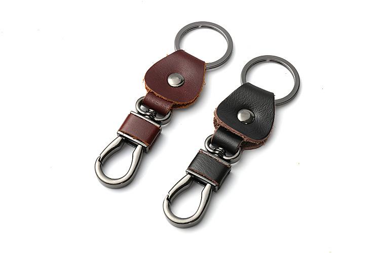 Bộ 2 Móc treo chìa khóa da bò cao cấp Nâu và Đen - phần móc hợp kim sáng bóng bền đẹp - móc khóa thời trang lịch lãm- móc khóa quà tặng - mk9 thatchatstore