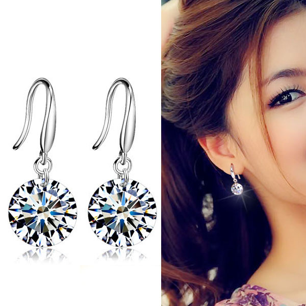 Bông tai nữ BO12 - khuyên tai nữ MÓC viên kim cương nhân tạo phiên bản hàn quốc