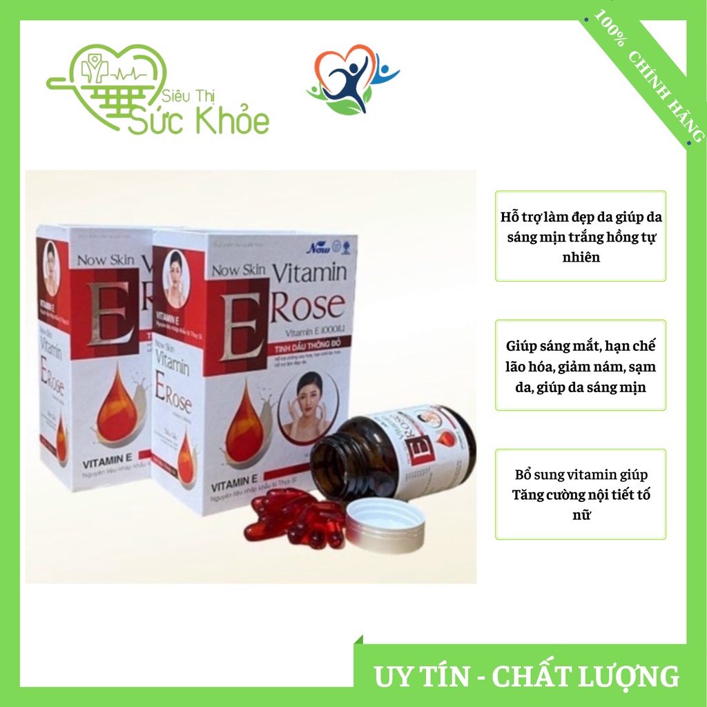 Vitamin E , Viên uống vitamin E đỏ Evita ROYAL, Hỗ trợ làm đẹp da giúp da sáng mịn trắng hồng tự nhiên
