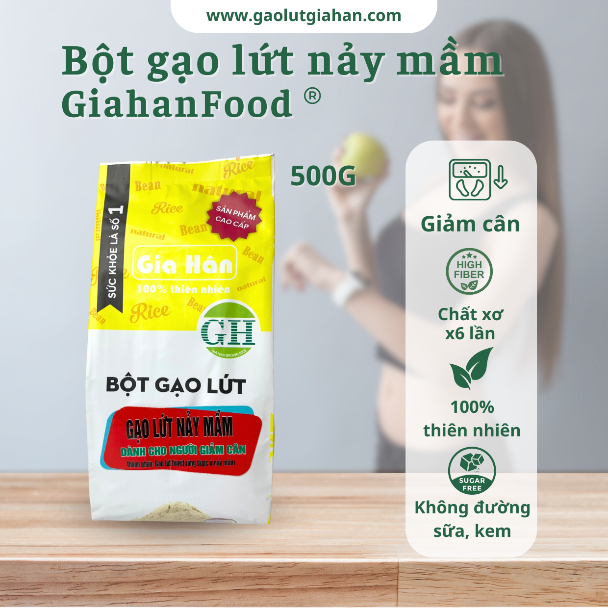 Bột gạo lứt nảy mầm , bột gạo lứt giảm cân, giảm mỡ bụng GIAHAN FOOD làm từ gạo lứt huyết rồng,bột gạo lứt giảm cân an toàn tại nhà.
