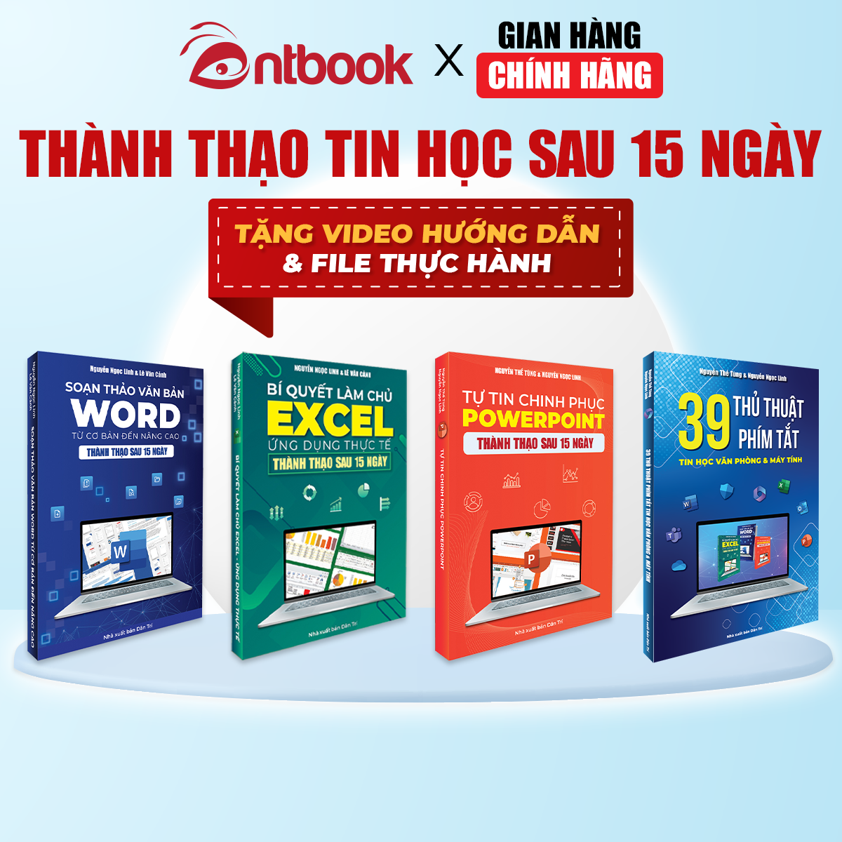 Bộ 4 Cuốn Sách Word - Excel - Powerpoint - 39 Thủ Thuật Phím Tắt, Sách In Màu, Tặng Video Hướng Dẫn, File Thực Hành, Khoá Học
