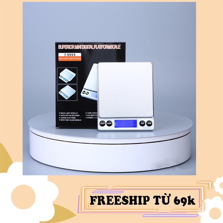 Cân Tiểu Ly Điện Tử Platform 3kg 10kg, độ chính xác cao 0.1g cân mini định lượng thực phẩm nhà bếp 2 Khay tặng kèm pin và có BH