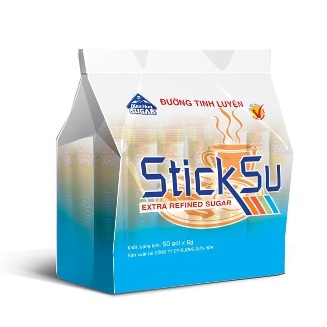 Đường tinh luyện Biên Hòa StickSu gói 300g - đường que, đường biên hòa, đường cát, đường uống cà phê