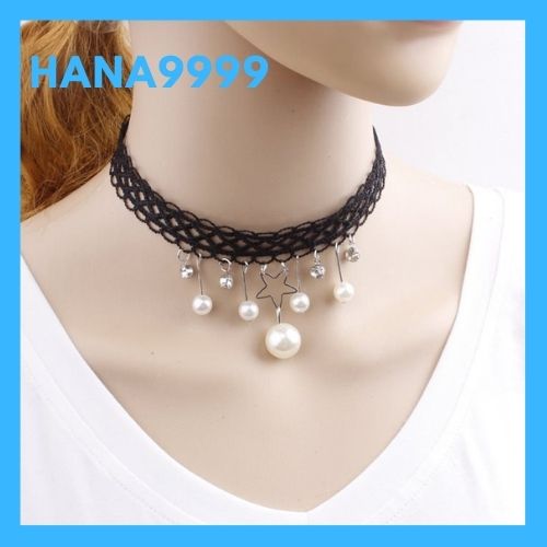 [HCM]Vòng cổ nữ choker chất liệu vải ren đính mặt ngôi sao mẫu mới kèm video