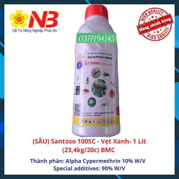 (SÂU) Santoso 100SC - Vẹt Xanh- 1 Lit (23,4kg/20c) BMC