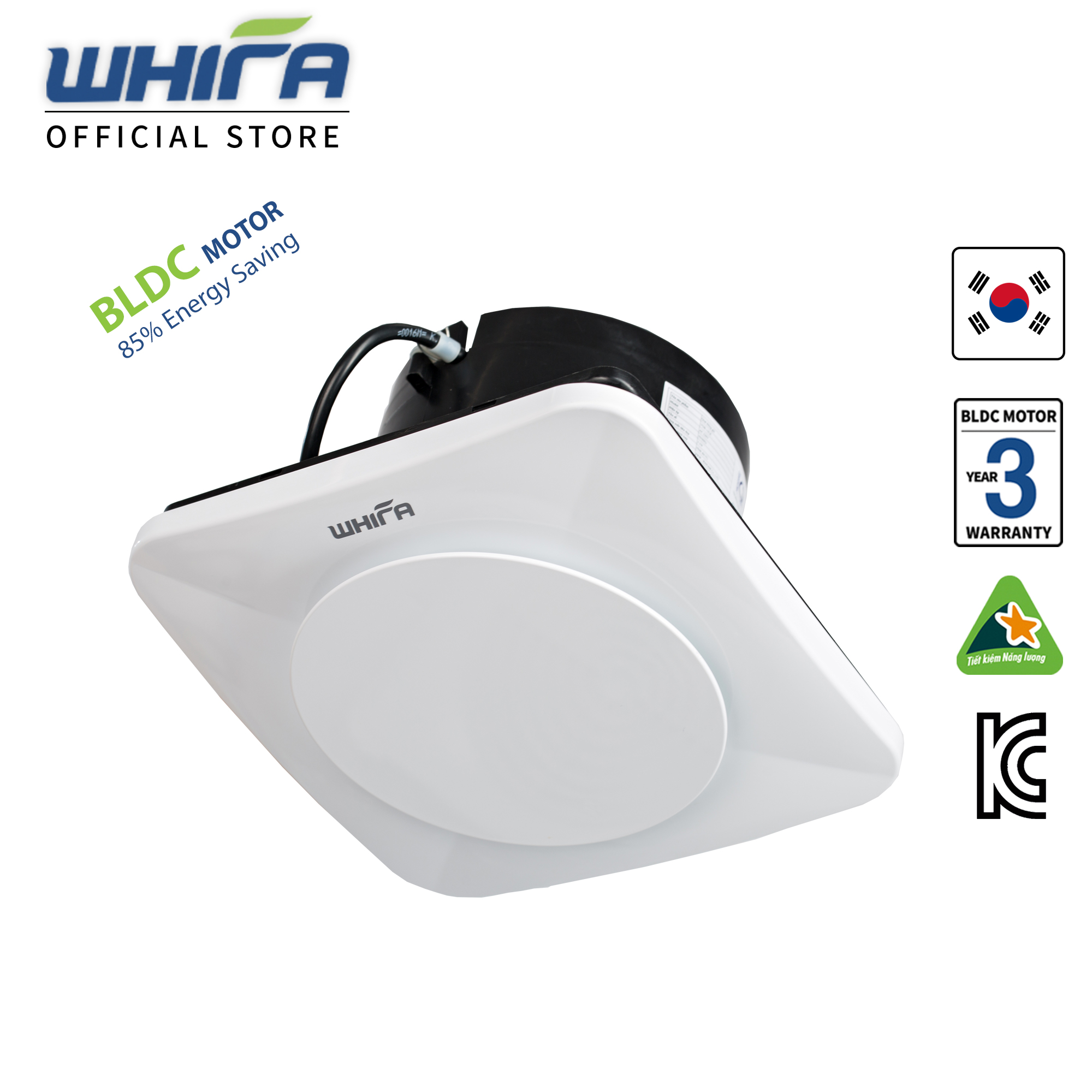Quạt hút thông gió âm trần whifa vdb-15ck 5 inch màu trắng - hàng nhập khẩu
