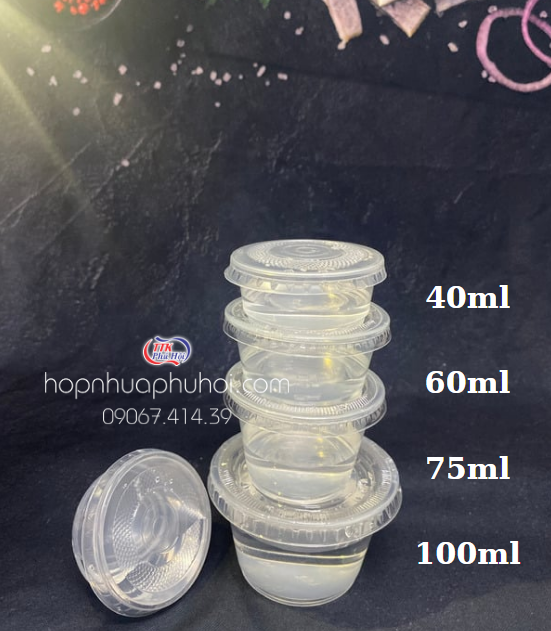  100 hộp nhựa đựng nước chấm sốt muối mắm 40ml 60ml 