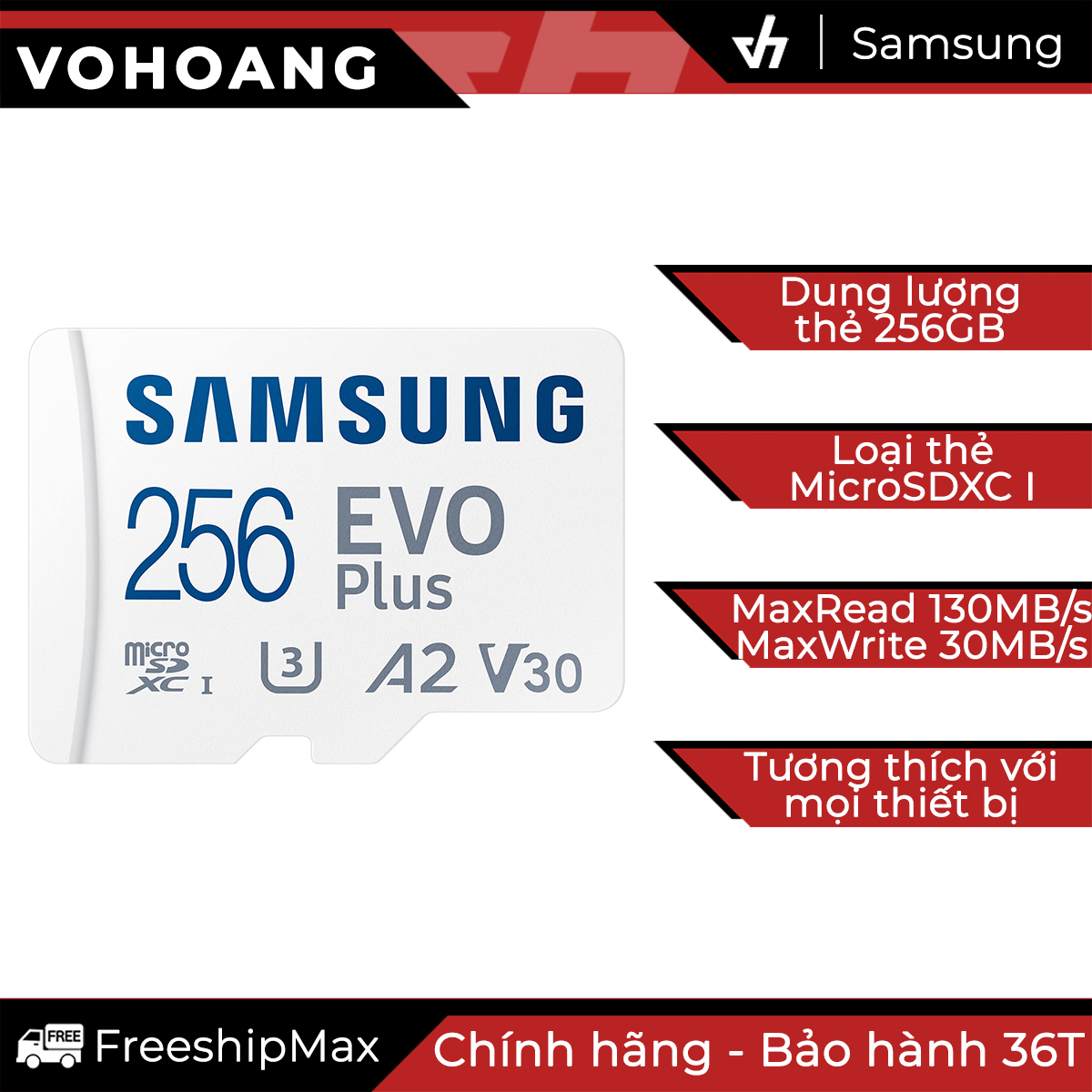 Thẻ nhớ microsd 256gb samsung evo plus - microsdxc u3 a2 v30