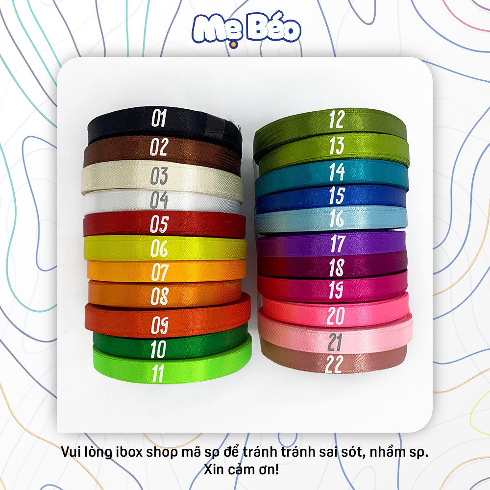 Ruy băng lụa satin 10mm - cuộn 25 yards/cuộn