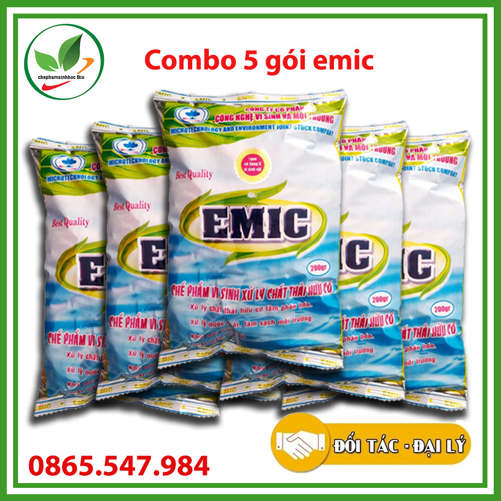 Combo 5 gói Men vi sinh EMIC. Khử mùi hôi phân cá, ủ đậu tương và rác thải sinh hoạt. Gói 200g