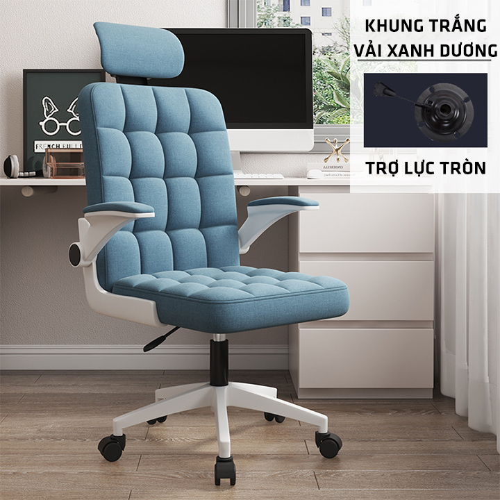 Ghế xoay văn phòng, ghế làm việc văn phòng, ghế giám đốc cao cấp tựa lưng tay vịn chắc chắn, 3 màu, 2 chất liệu vải nỉ và da Pu thoải mái lựa chọn - WinwinX