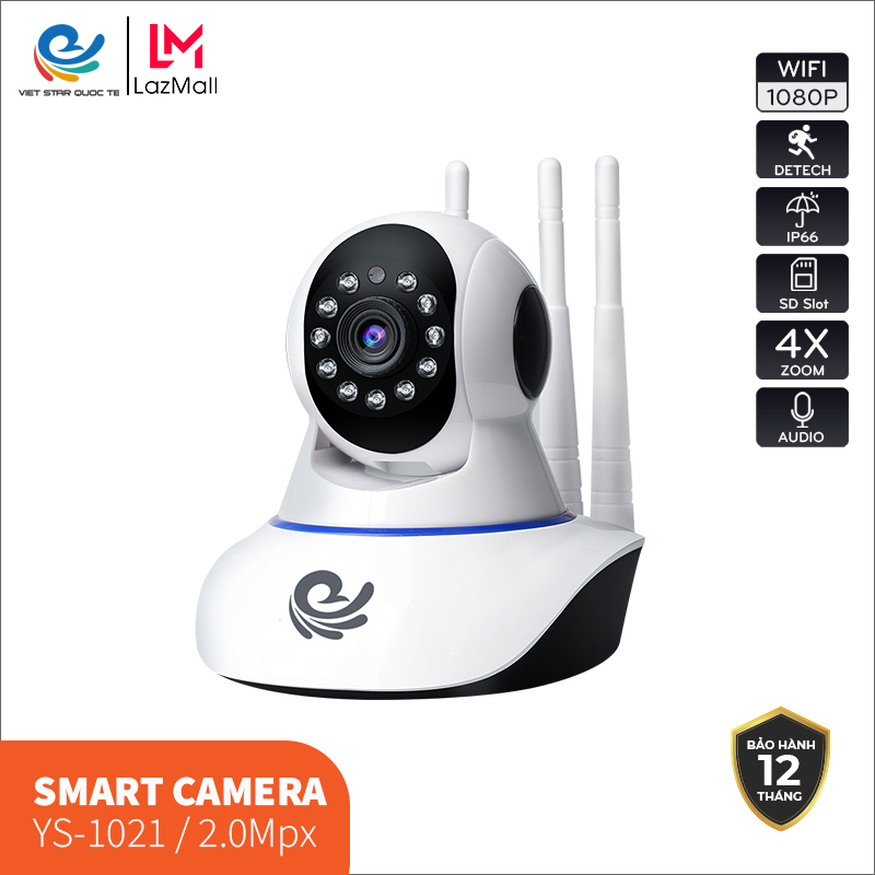 [99 điểm]  Camera WiFi IP VIET STAR YS1021 2.0MP-Độ phân giả Full HD 1080P- Hồng ngoại ban đêm- Phát hiện chuyển động- Bảo hành 12 tháng đổi trả 7 ngày