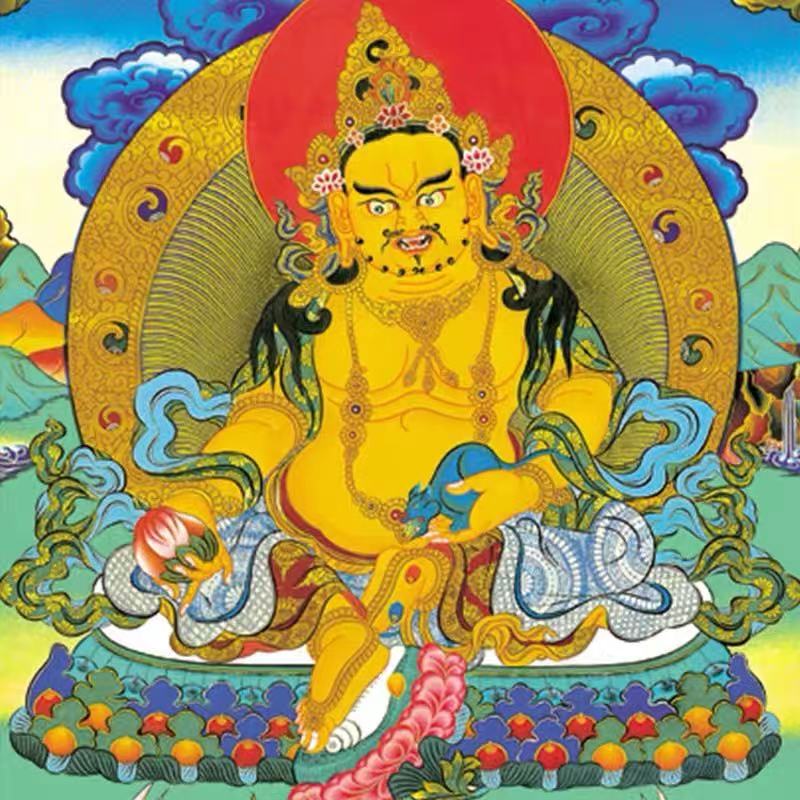 Tranh Thangka Tây Tạng Ngài Hoàng Thần Tài