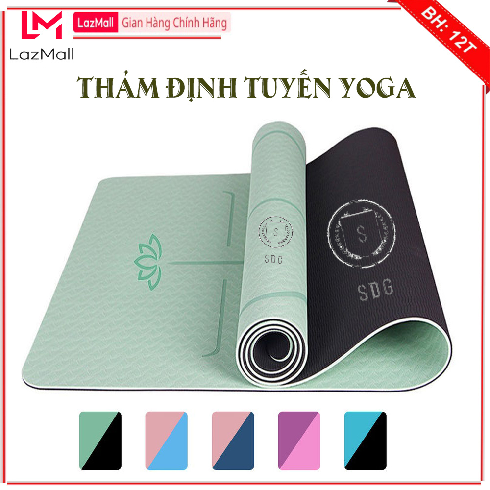  Thảm Yoga Định Tuyến 8mm Chính Hãng SDGOLD Cao Cấp,Tặng Túi Đựng Thảm,Thảm Dày Dặn Độ Bám Sàn Cao Đường Kẻ Định Tuyến Rõ Nét,Được Làm Từ 2 Chất Liệu Là Cao Su Tự Nhiên Và Polyurethane 