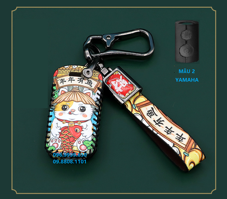 Vỏ bọc chìa khóa yamaha bao da bảo vệ chìa khóa samart key yamaha bảo vệ chìa khóa xe máy tặng kèm móc khóa - nẹp sđt