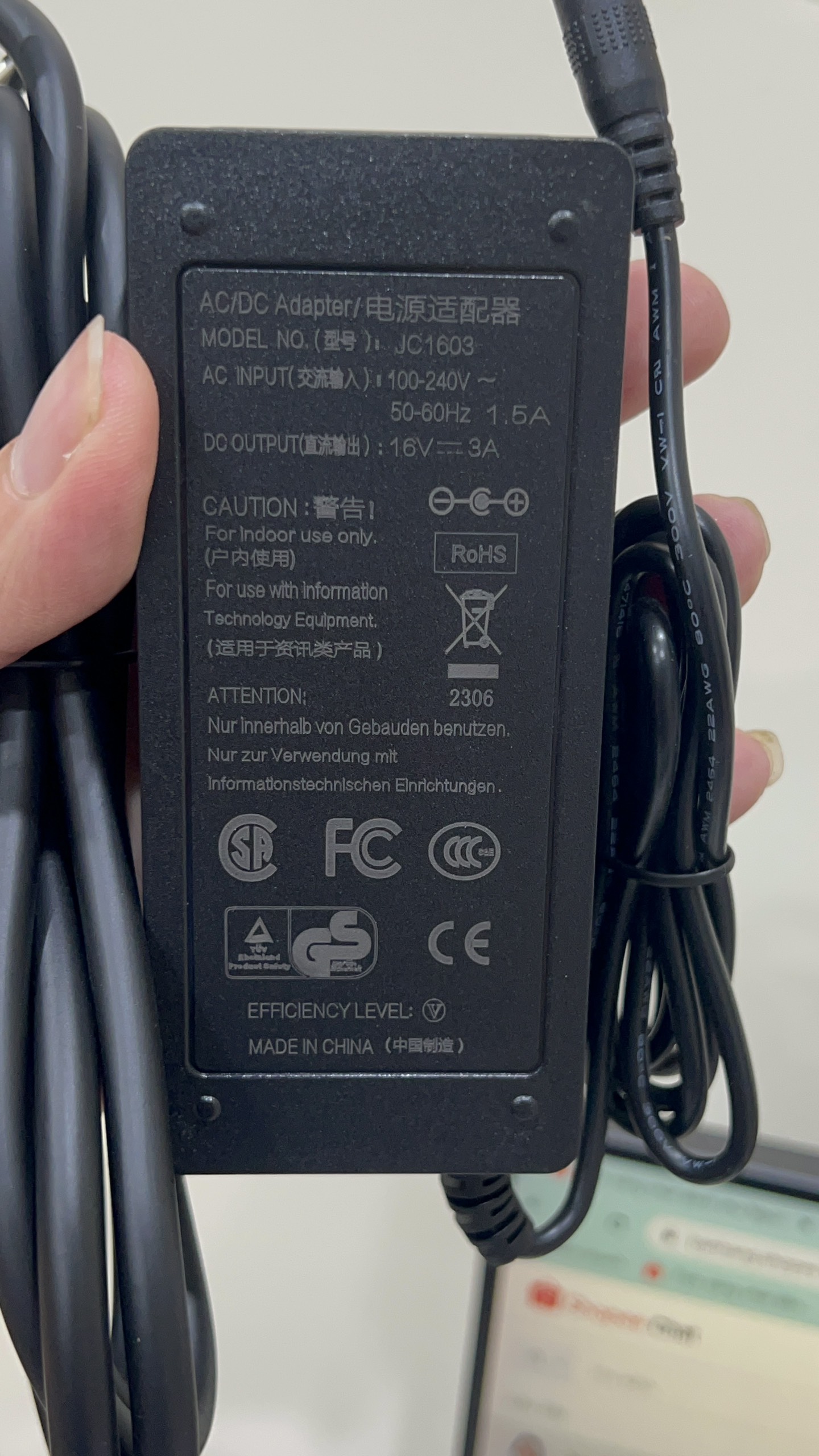 ADAPTER NGUỒN DC 16V 3A MODEL : JC1603