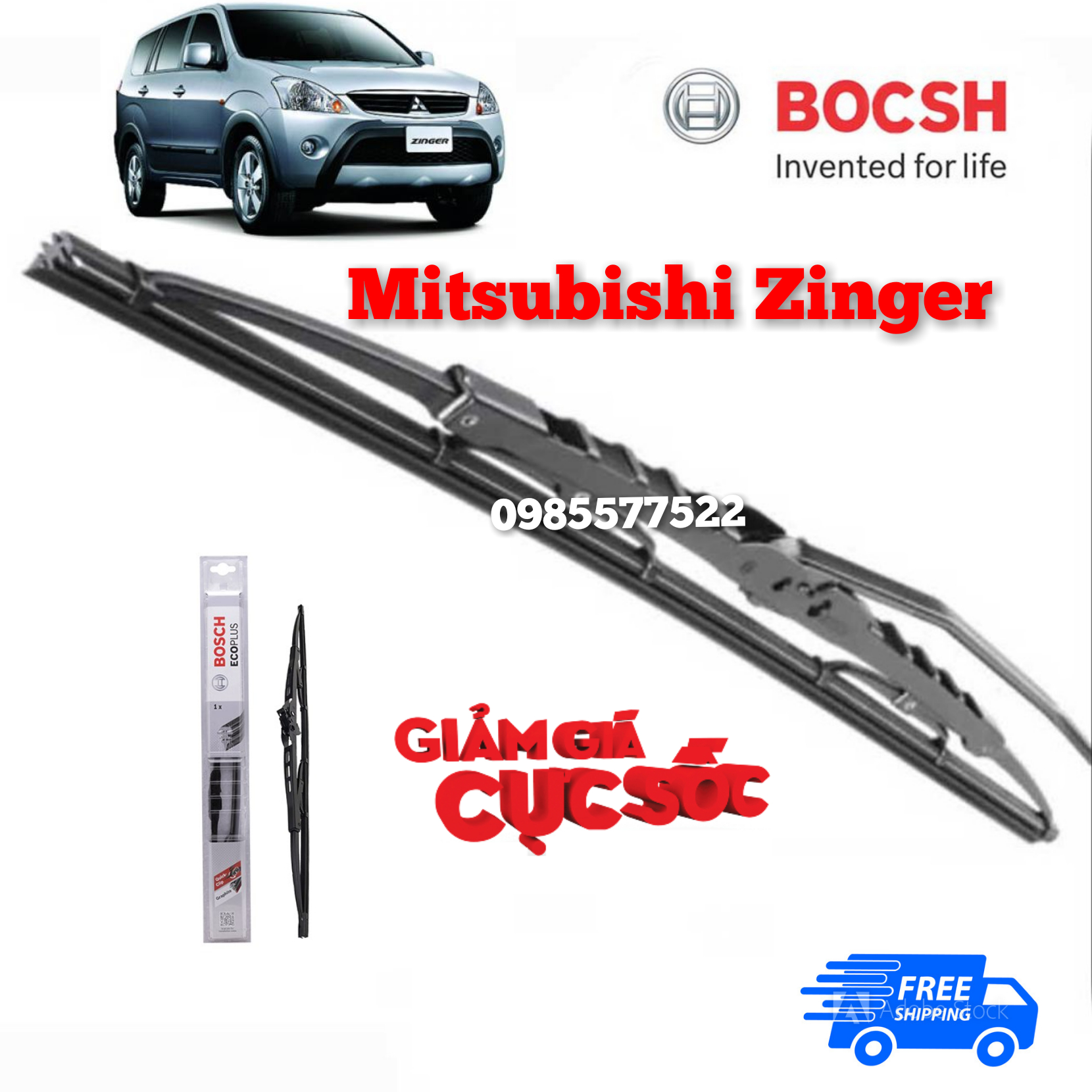 Giảm giá chỉ Sở 2 thanh gạt mưa Tập đoàn Mitsubishi Zinger Boch Ecoplus xương cứng  26x14inch  BeeCost