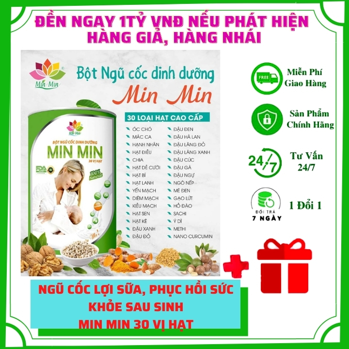 Ngũ cốc minmin Lợi Sữa, Phục hồi sức khoẻ sau sinh  [FREE SHIP]  Ngũ Cốc 30 loại Hạt dành cho bà mẹ sau sinh - ngũ cốc lợi sữa - Thực phẩm lợi sữa sau sinh hiệu quả