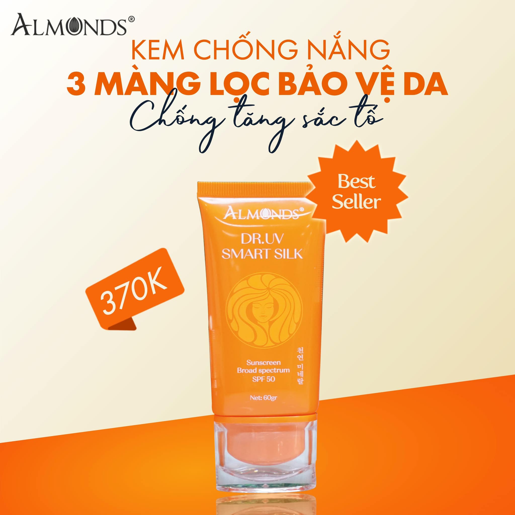 Kem chống nắng almonds dr.uv smart silk spf 50+