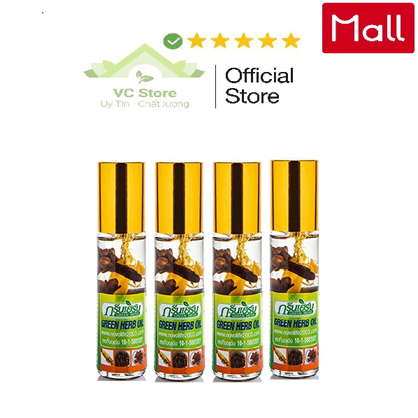 Bộ 4 Chai Dầu Gió Lăn Thảo Dược Thái Lan Green Herb - Mẫu Mới