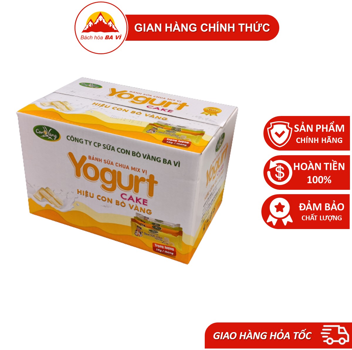 Thùng 1kg Bánh Sữa Chua Mix Vị Con Bò Vàng Ba Vì