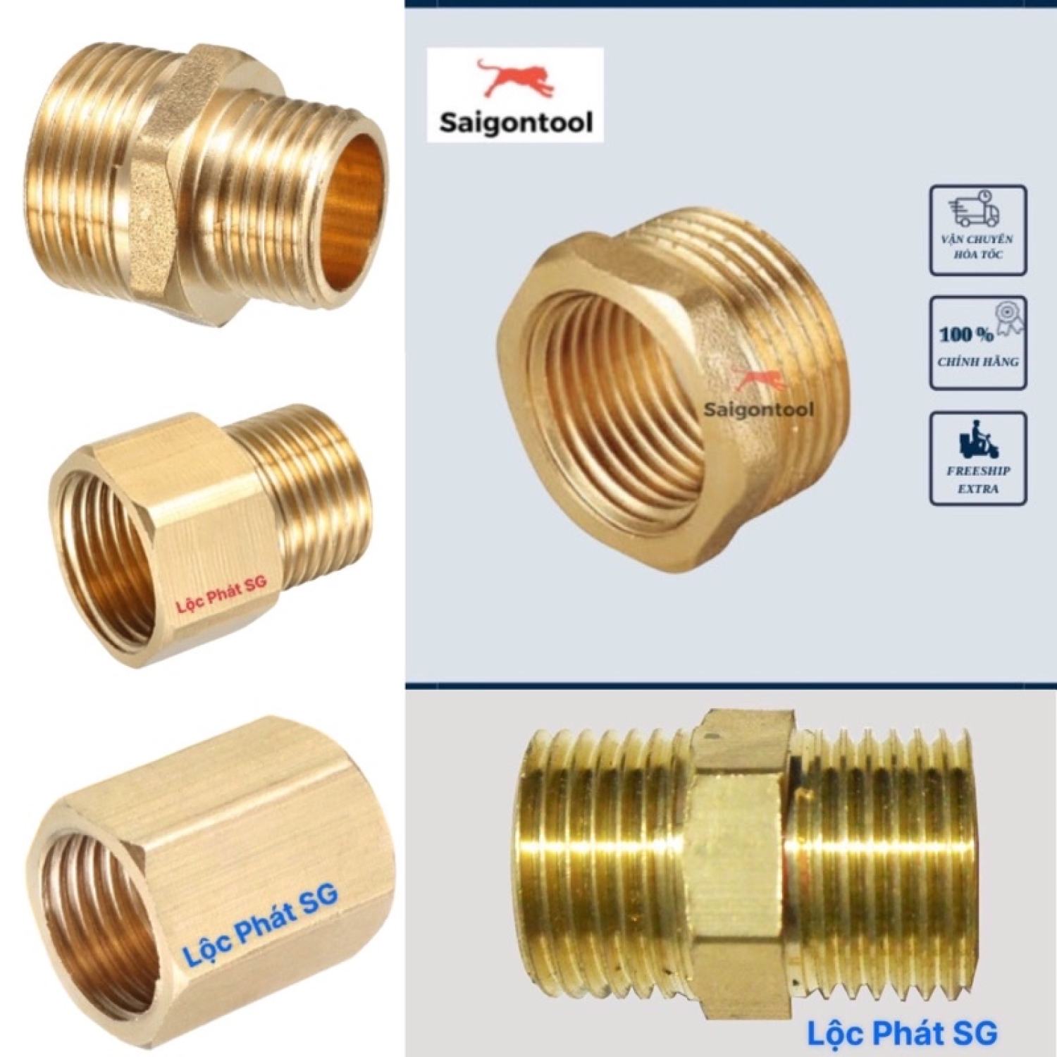 Răng trong - răng ngoài phi 21-21, 27-21, 27-27, phụ kiện đồ nước có ren đồng
