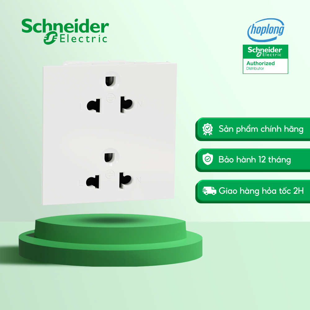 Ổ cắm đôi 3 chấu m3t426ust2_we schneider dòng avataron a, universal, 16a, 250v, 3 pin, 2g, e sized, màu trắng