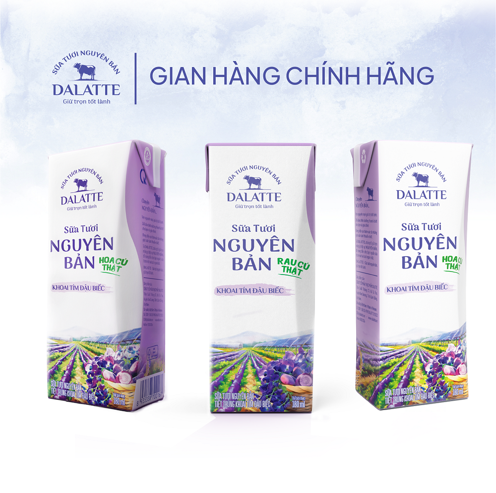 [Quà tặng không bán] Sữa Tươi Nguyên Bản & Hoa Củ Thật - Khoai tím đậu biếc 180ml