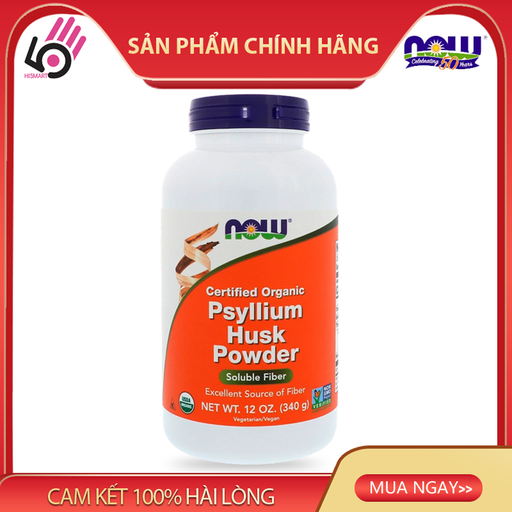[HCM]Bột vỏ mã đề hữu cơ Organic Psyiium Husk Powder Now Foods nguồn tuyệt vời giúp bổ sung chất xơ hòa tan 340g Mỹ