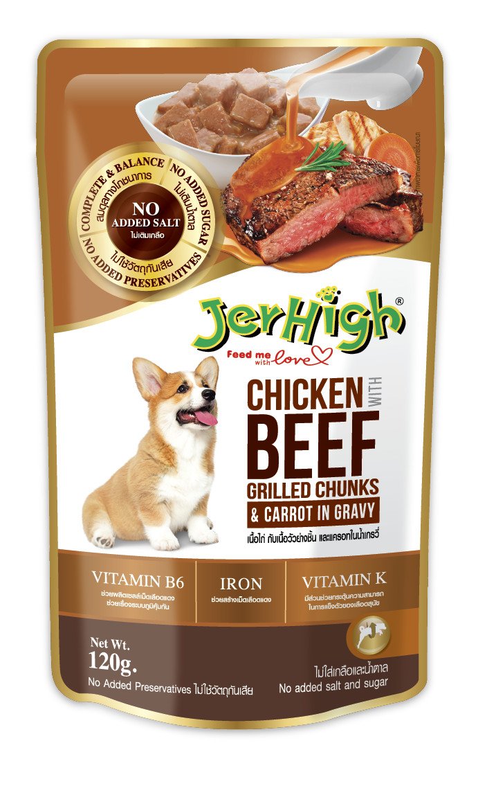 Pate Cho Chó Jerhigh vị thịt bò nướng & cà rốt 120g 100% Thịt Tự Nhiên