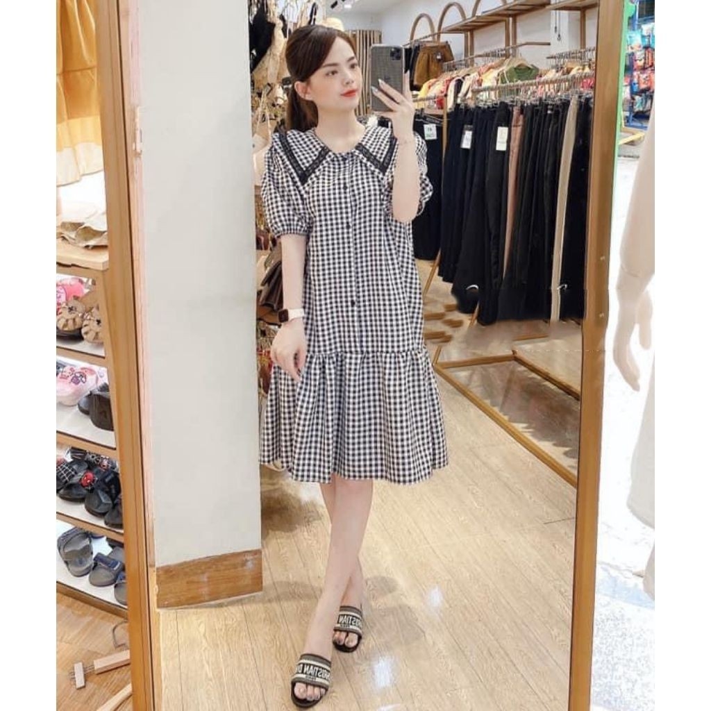Đầm bầu váy bầu công sở sơ mi dáng dài chất mềm mịn