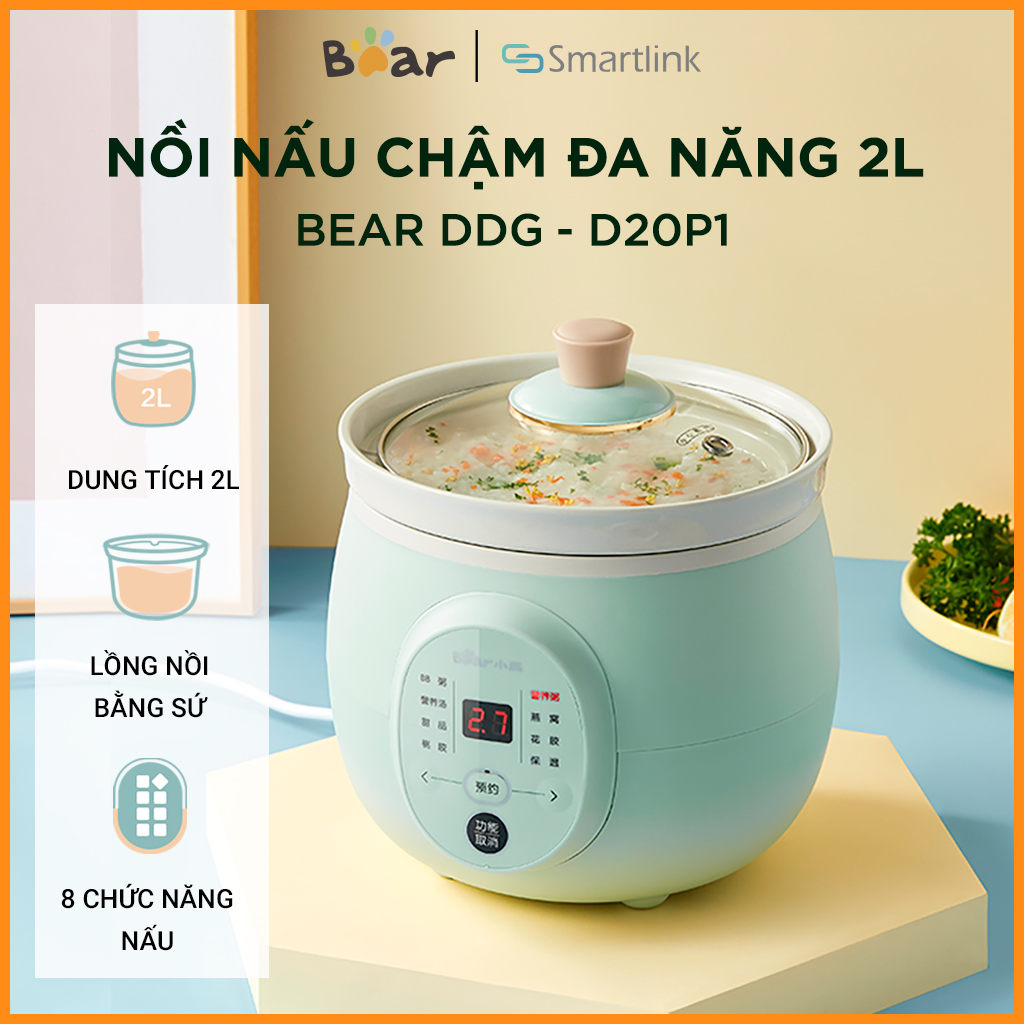 Nồi nấu chậm 2l bear ddg-d20p1 - hàng chính hãng