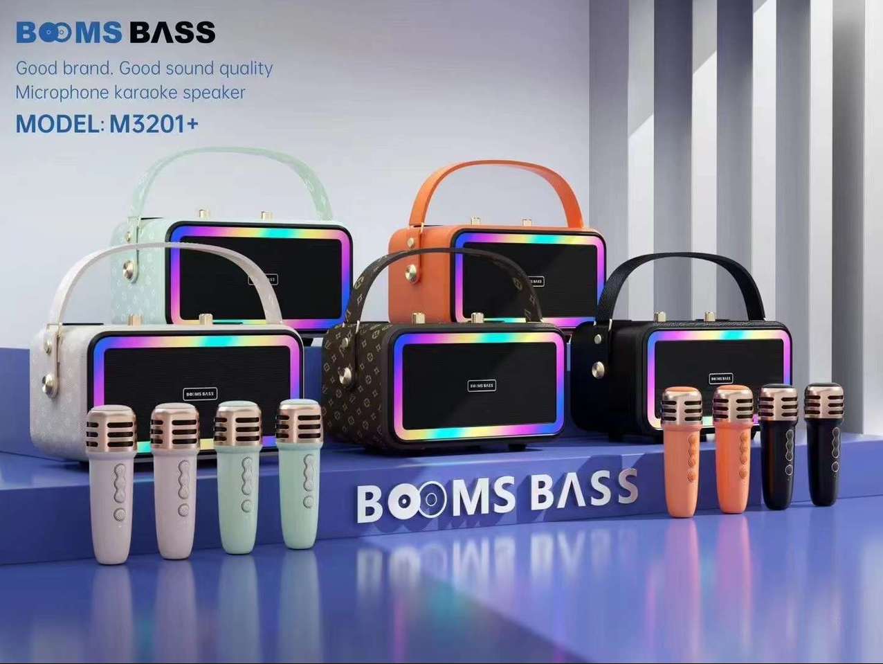 Loa Bluetooth BOOMS BASS M3201+ Sang Trọng Công Suất Lớn Kèm 2 Micro. Đây là một lợi thế rất lớn khi sử dụng loa để hát karaoke hoặc thưởng thức bản nhạc yêu thích.