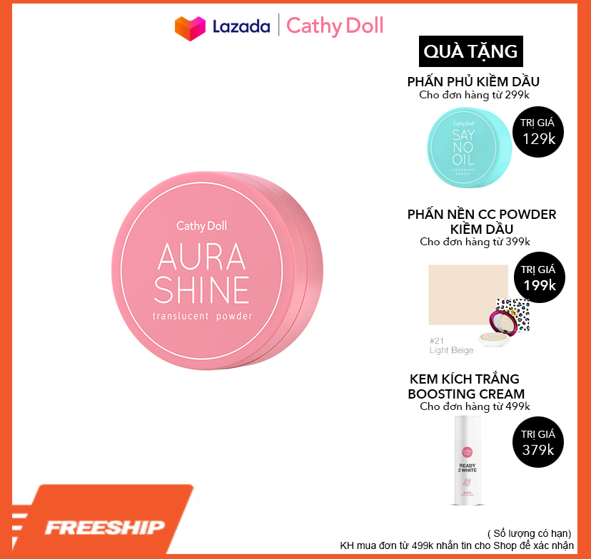 Phấn phủ trong suốt sáng da Cathy Doll Aura Shine Translucent Powder 4.5g
