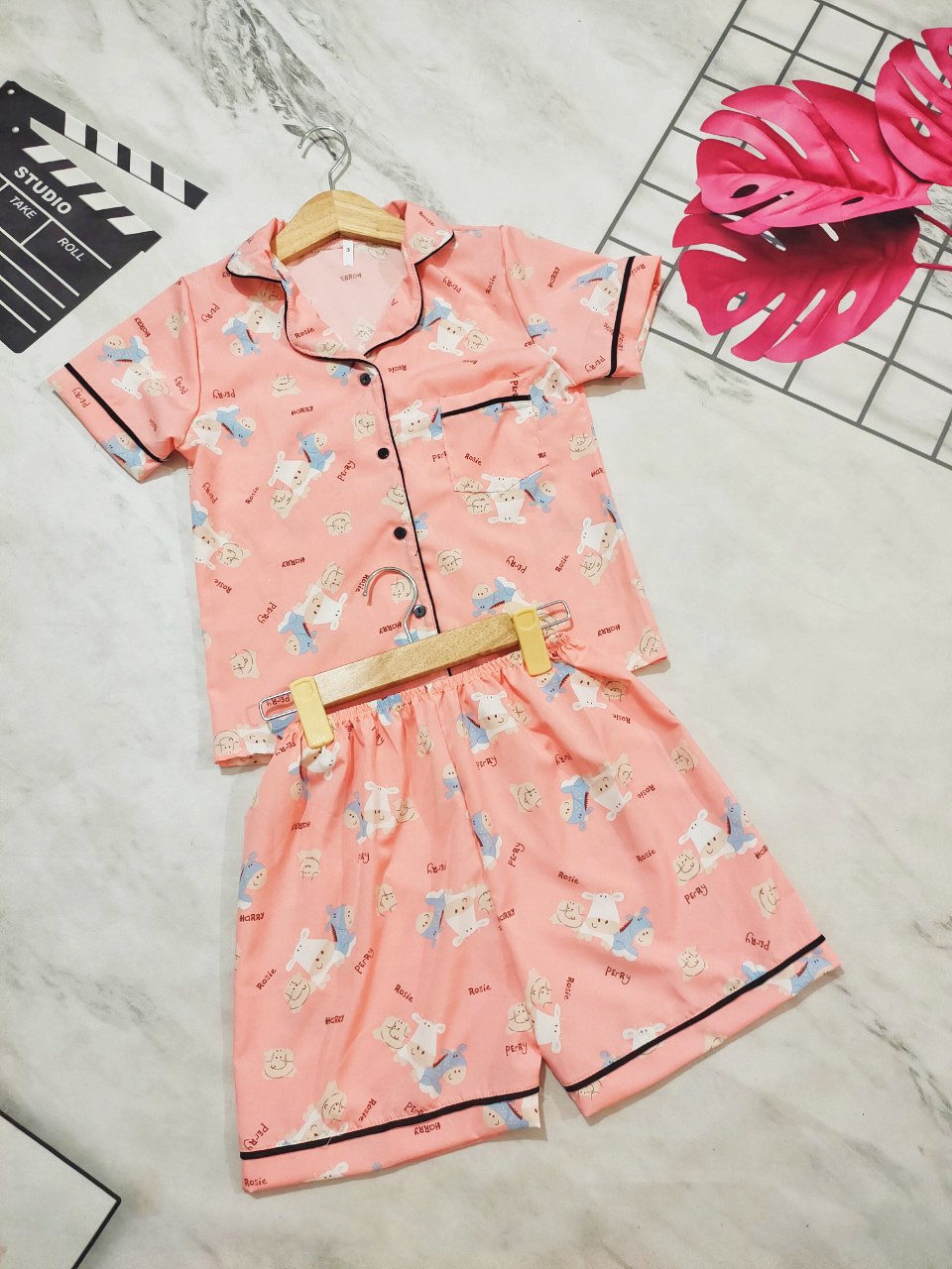 Baby Girl Clothes Set, Short Girls' Pijama Set in Silk Fabric, Kate Is Soft, Cool, Fresh Colors for Baby to Wear in Summer - 3