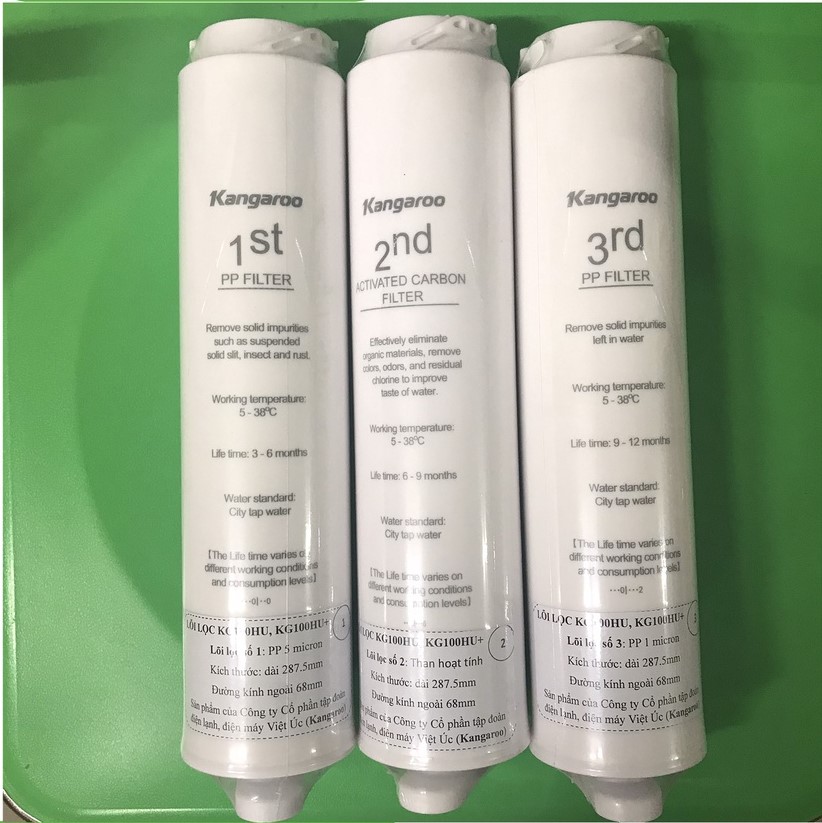 Bộ lõi 123 kangaroo 100hu, 100hu+: bộ sản phẩm gồm 3 lõi như hình