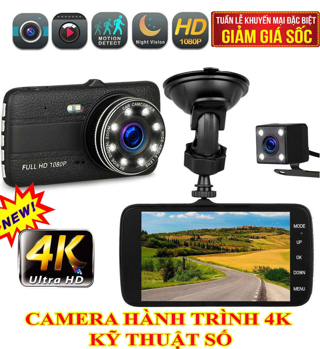 CAMERA HÀNH TRÌNH VIETMAPS X004 - Độ Phân Giải Phía Trước- 1080 P 1920x1080 -Phía Sau- 60fps - Ghi hình cực rõ vào ban đêm hoặc vùng có ánh sáng yếu- Hỗ trợ thẻ nhớ dung lượng 64GB BẢO HÀNH 12 THÁNG