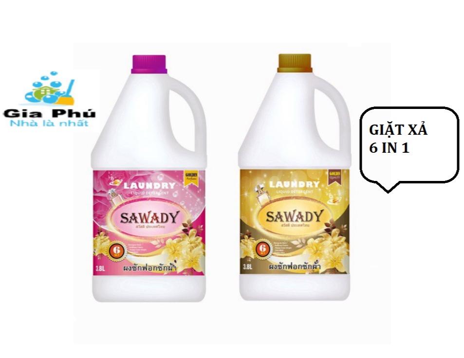 Nước giặt xả 6 in 1 sawady thái lan 3,8l