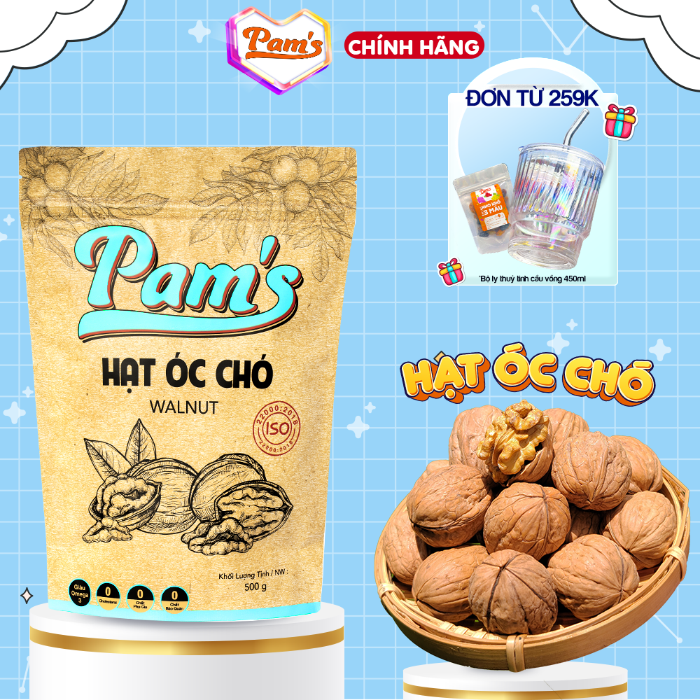 Hạt óc chó nứt vỏ nhập khẩu Mỹ Pams 250g-500g/túi - Nhân Chandler dày cơm vàng giòn