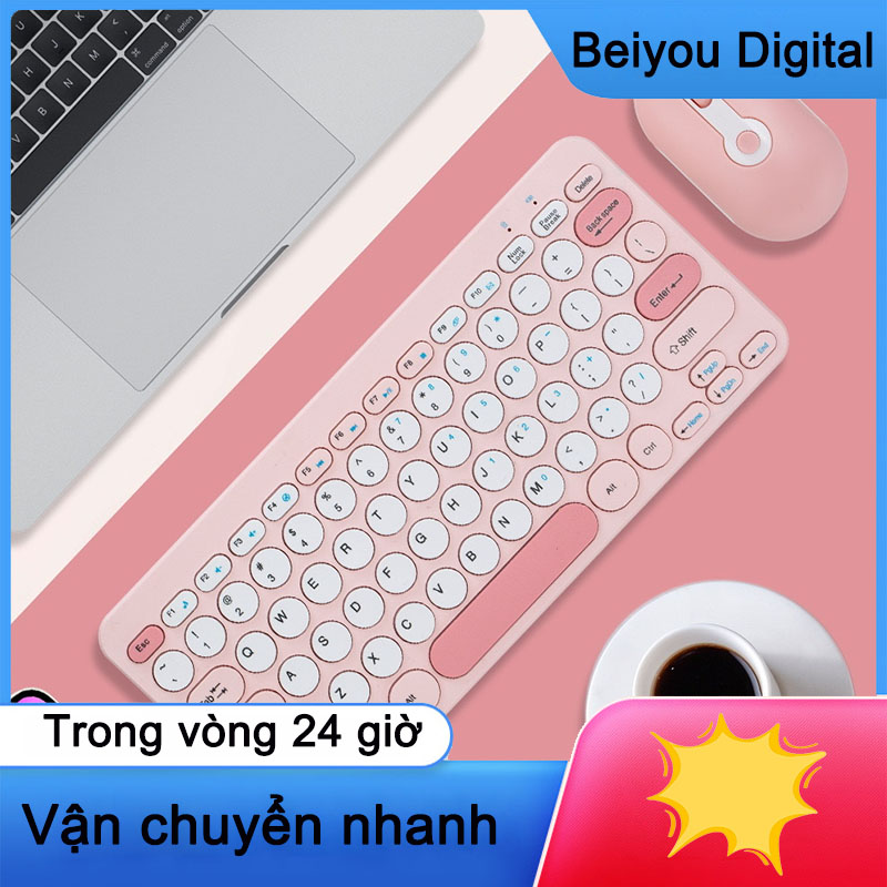 K09 Chuột và bàn phím không dây Bluetooth Combo 2.4G Ergonomic nhỏ gọn im lặng cho máy tính và máy tính xách tay 78 nút tròn