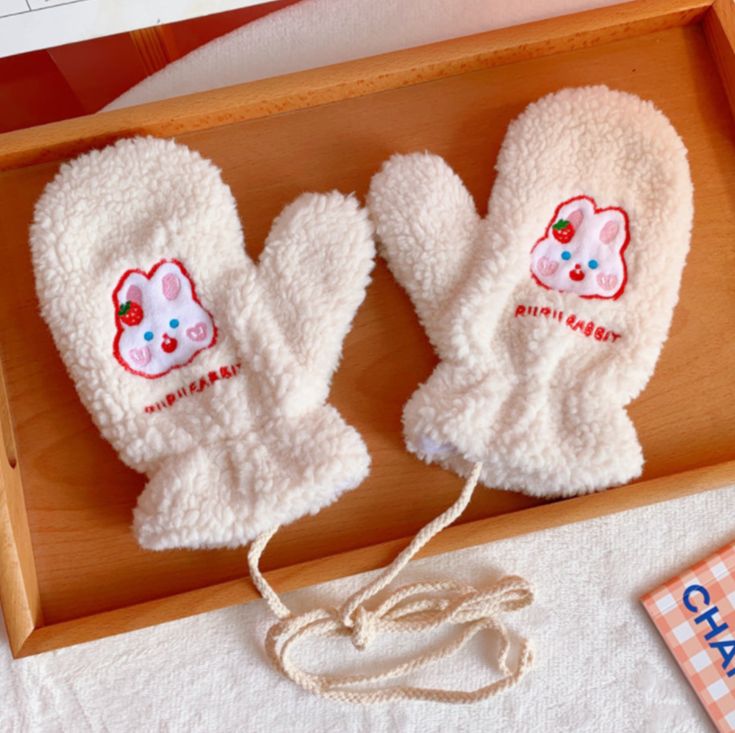 Bao tay nữ xinh xắn bằng nhung lông dày giữ ấm đi xe siêu tốt hình gấu thỏ dễ thương - 3