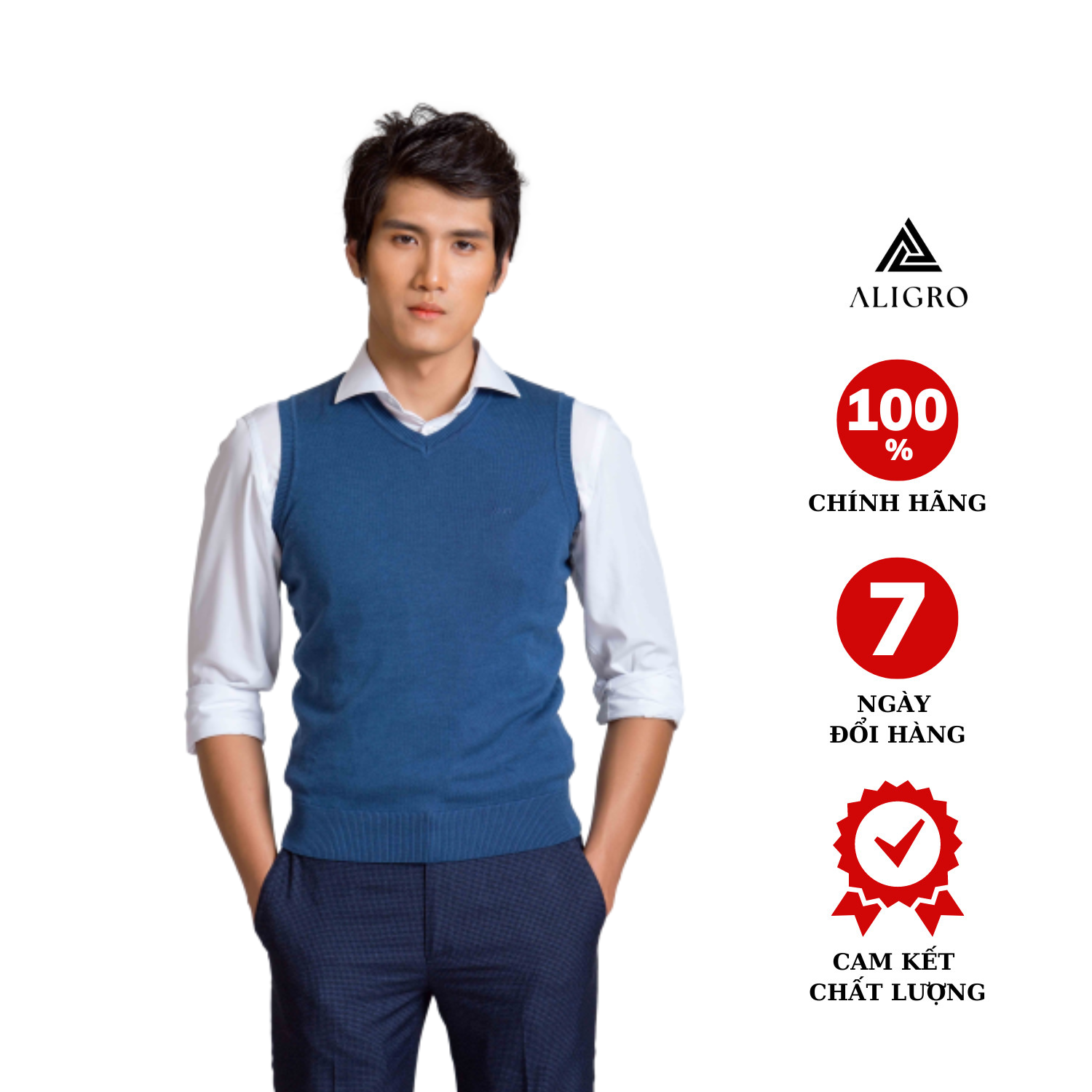 Áo Len Gile nam màu xanh dương Aligro alengl012