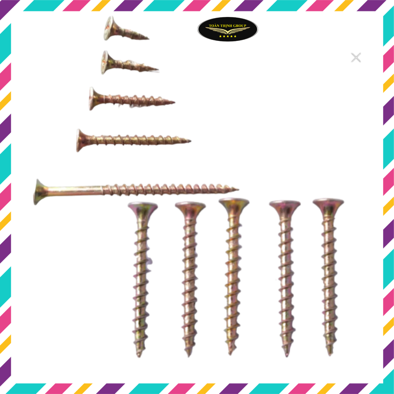 [Bao 1Kg] Vít Vàng Đầu Bằng Răng Thưa Bắn Gỗ - Nhiều Size 1,5 - 2- 2,5 - 3 - 4 - 5 - 6 cm, Vít Bắn Gỗ Chất Lượng Cao