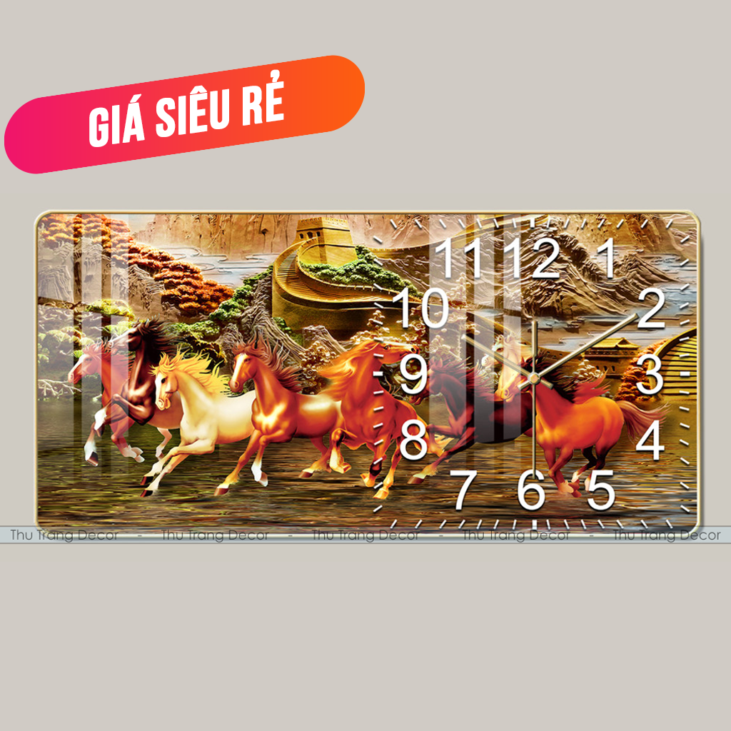 Đồng Hồ Tráng Gương "MÃ ĐÁO THÀNH CÔNG" In UV 5D Cao Cấp - Đồng Hồ Treo Tường Phong Cách Hiện Đại