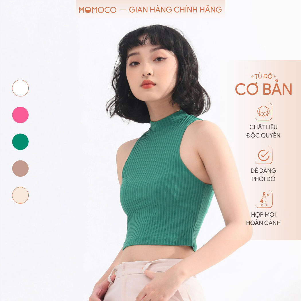 Áo croptop ba lỗ nữ cổ 3cm momoco m2959 chất liệu cotton thoáng mát, thiết kế kiểu dáng basic, gam màu cơ bản
