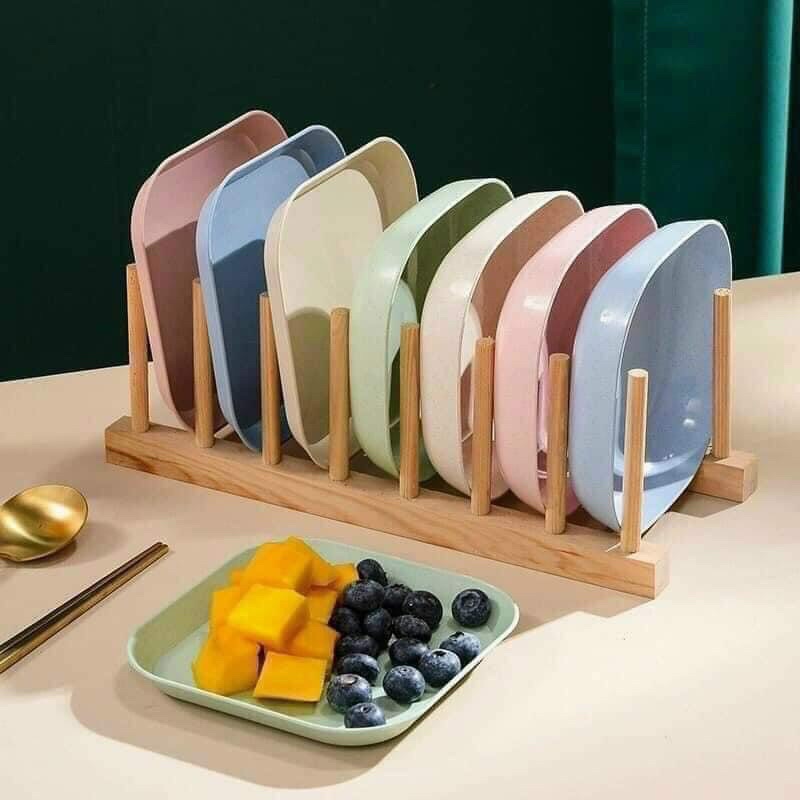 Set 8 đĩa lúa mạch vuông màu pastel