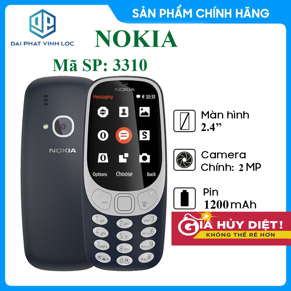[ Hàng Renew ] Điện thoại nokia 3310 cổ (2017) chính hãng bền đẹp  giá rẻ pin trâu đủ dùng cho nhu cầu nghe gọi phổ thông cơ bản màu trắng chạy mượt mà