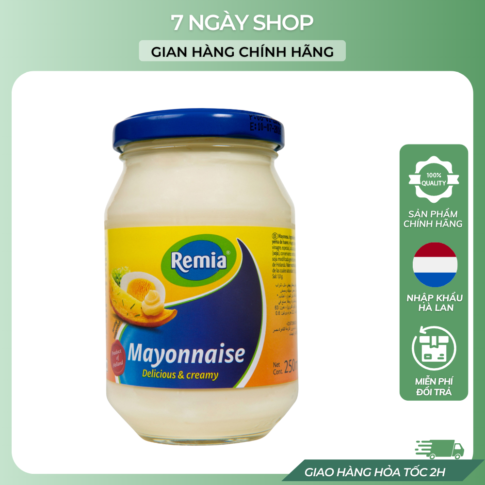 Sốt Mayonnaise Eat Clean Remia 7NgayShop 250ml Nhập Khẩu Hà Lan Date 2024, Remia Sốt Mayonnaise Ăn Kiêng Ít Béo