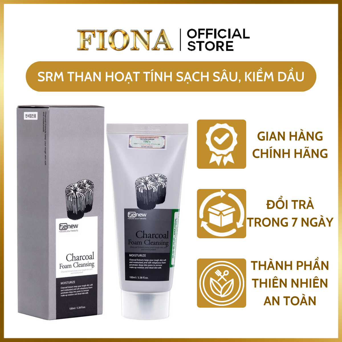 Sữa rửa mặt cho da dầu Benew Charcoal Than hoạt tínhLàm sạch sâu